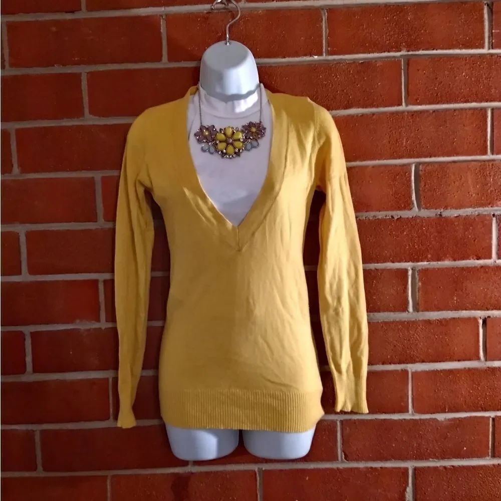Forever 21 Yellow V-neck Sweater